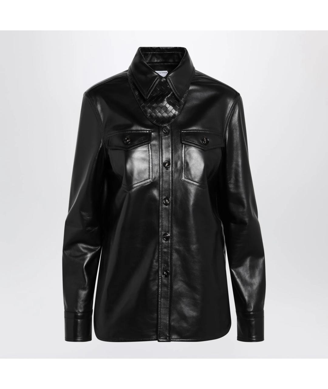 BOTTEGA VENETA Черная кожаная рубашка, фото 3