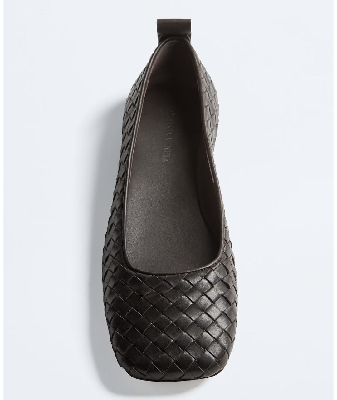 BOTTEGA VENETA Коричневые кожаные балетки, фото 4
