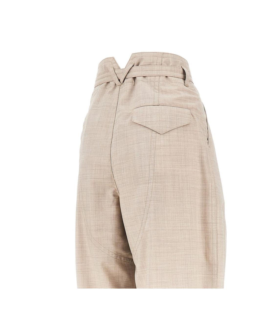 BOTTEGA VENETA Бежевые шерстяные прямые брюки, фото 4