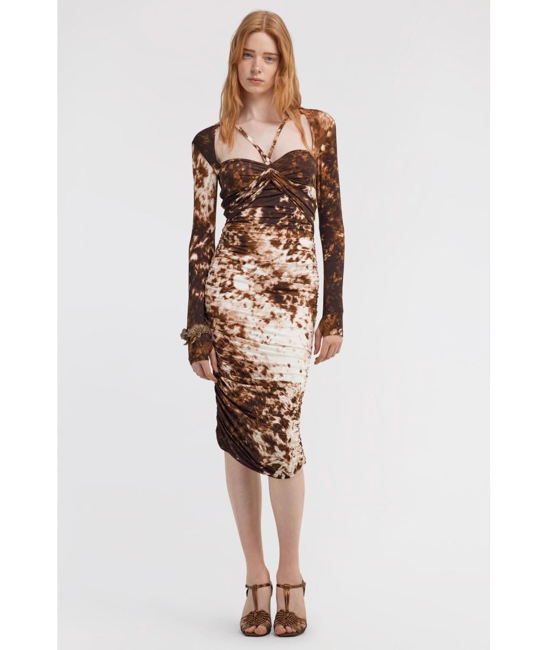 ROBERTO CAVALLI Коричневое коктейльное платье, фото 3