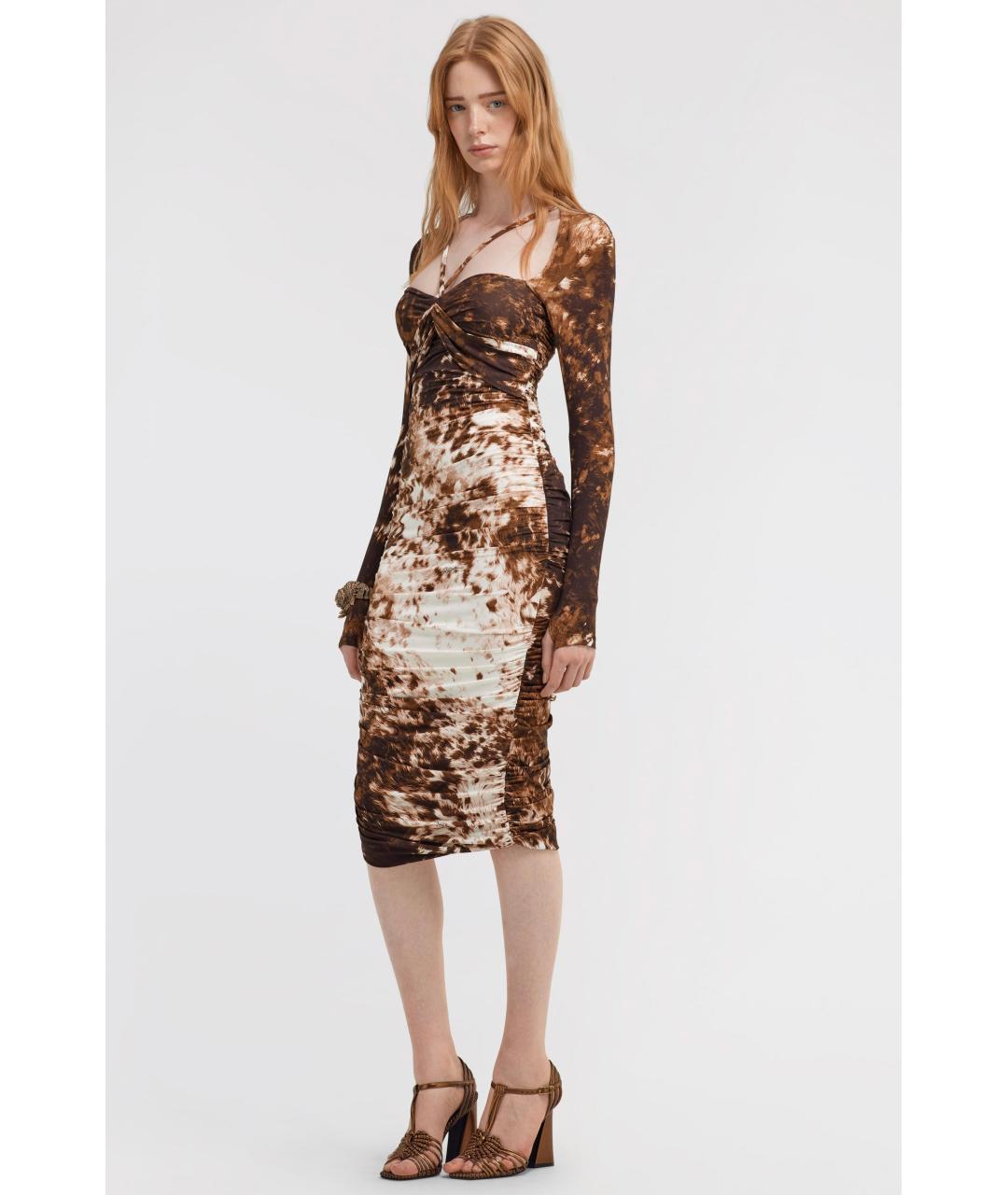 ROBERTO CAVALLI Коричневое коктейльное платье, фото 2