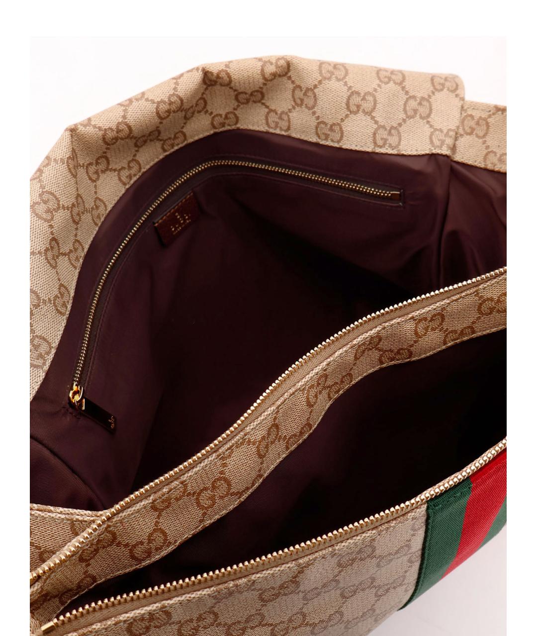 GUCCI Бежевая сумка на плечо из канвы, фото 4