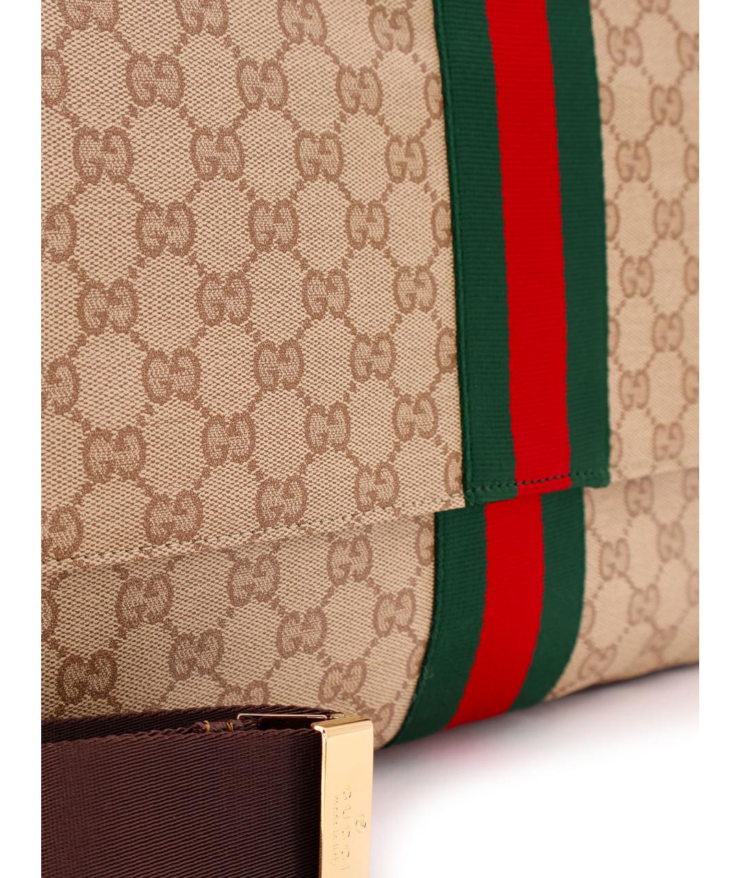 GUCCI Бежевая сумка на плечо из канвы, фото 5