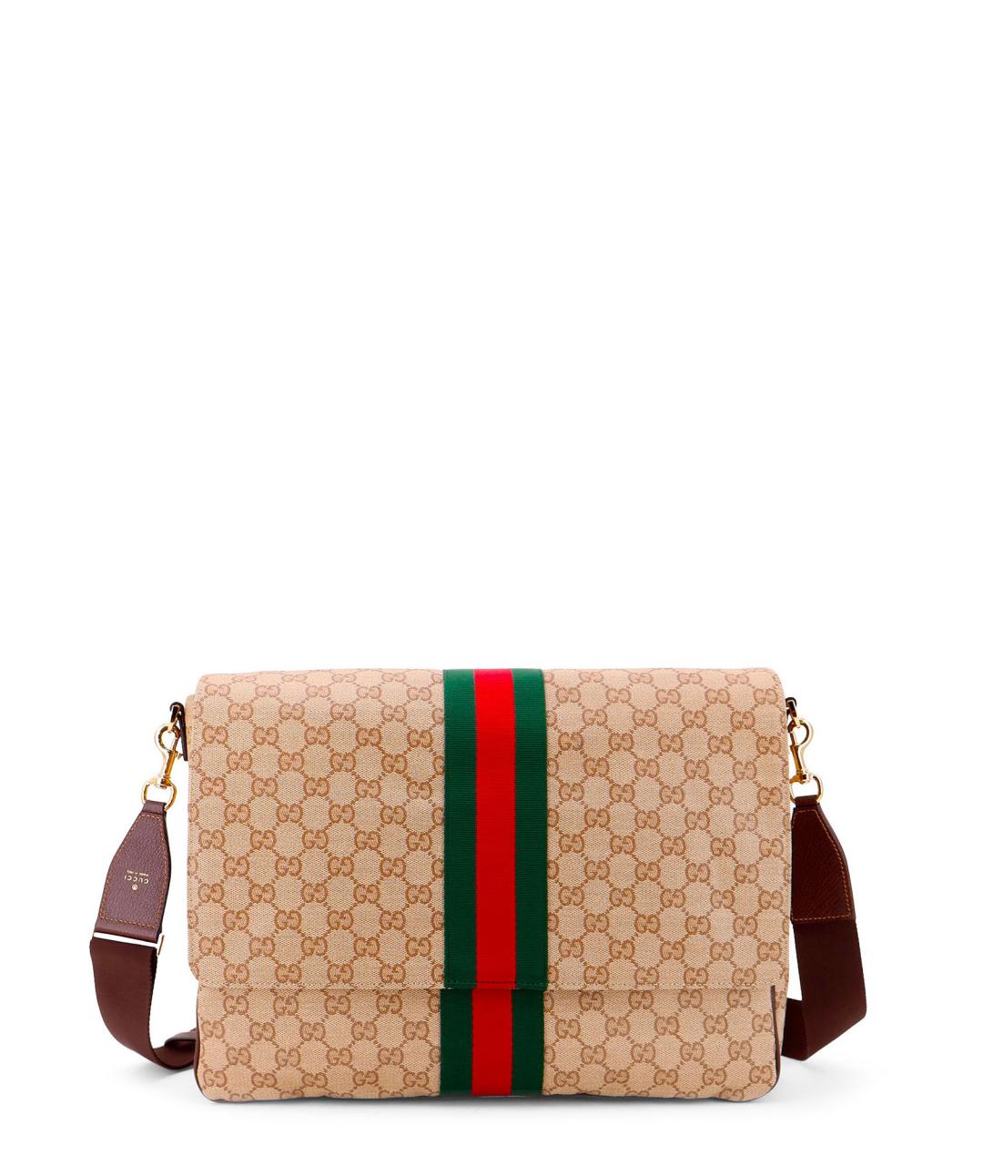 GUCCI Бежевая сумка на плечо из канвы, фото 6