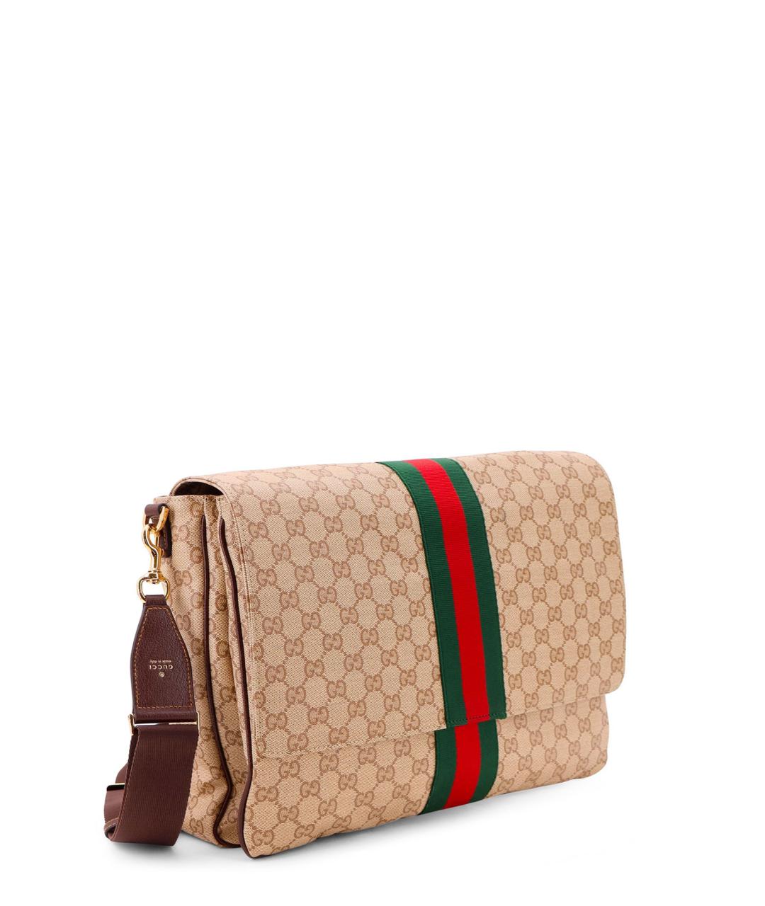 GUCCI Бежевая сумка на плечо из канвы, фото 3