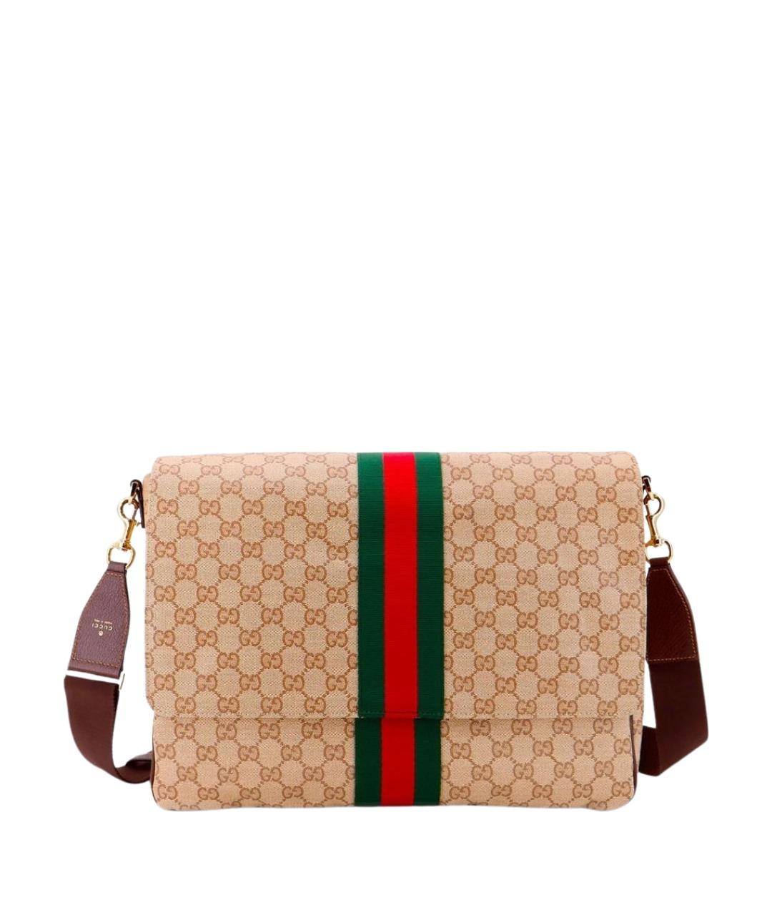 GUCCI Бежевая сумка на плечо из канвы, фото 1