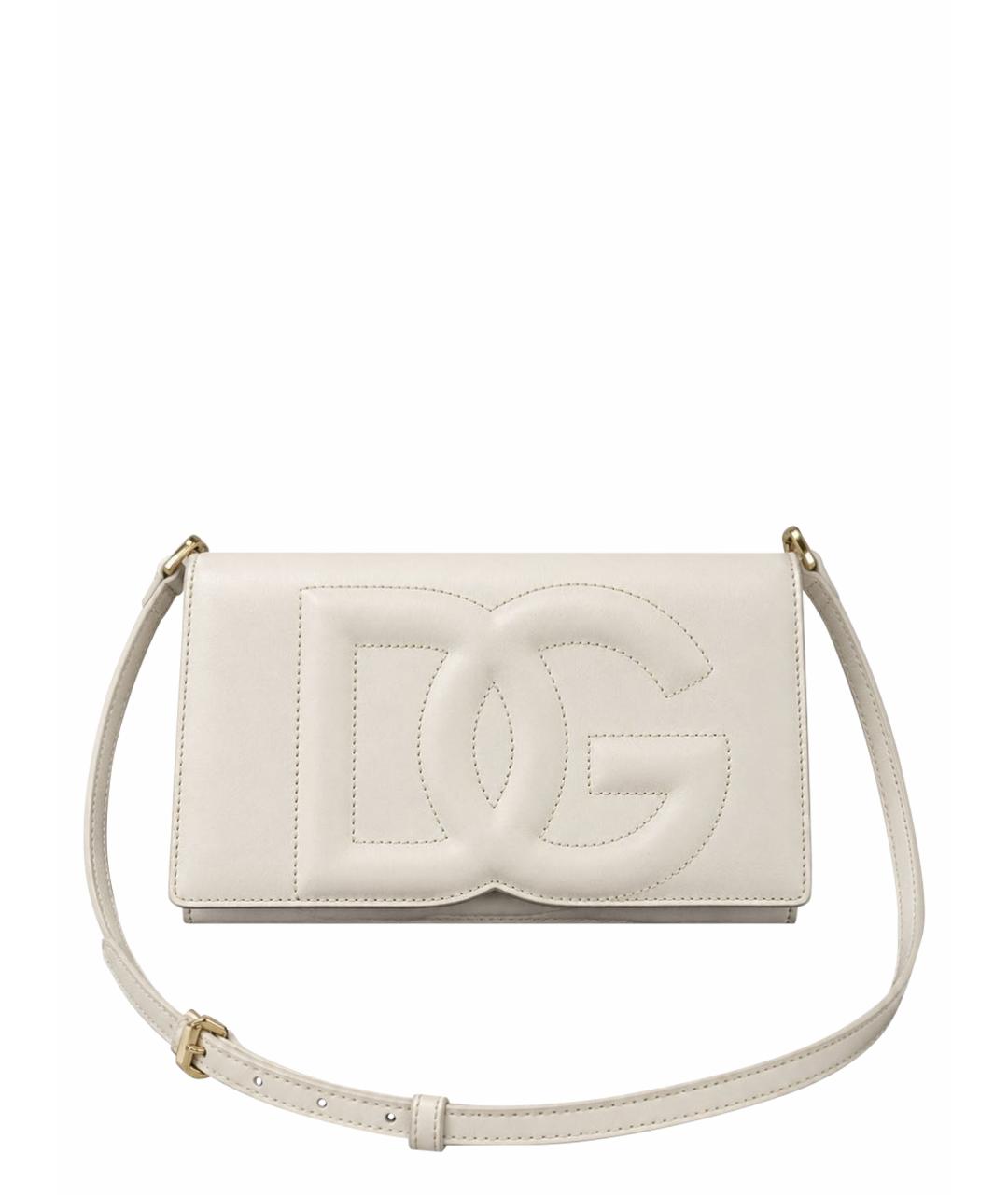 DOLCE&GABBANA Белая кожаная сумка через плечо, фото 1