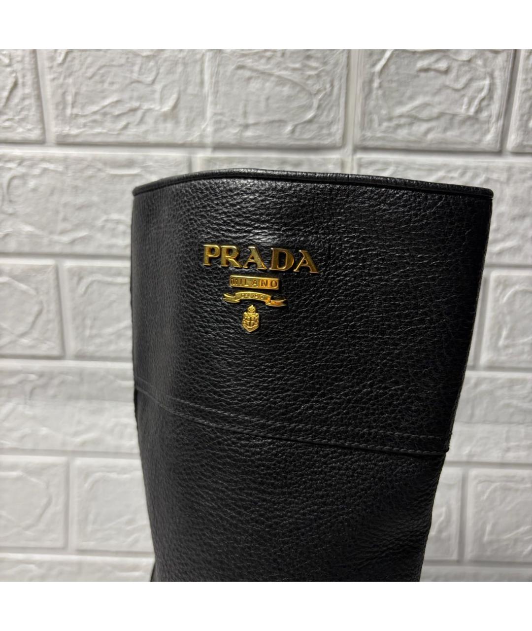 PRADA Черные кожаные сапоги, фото 5
