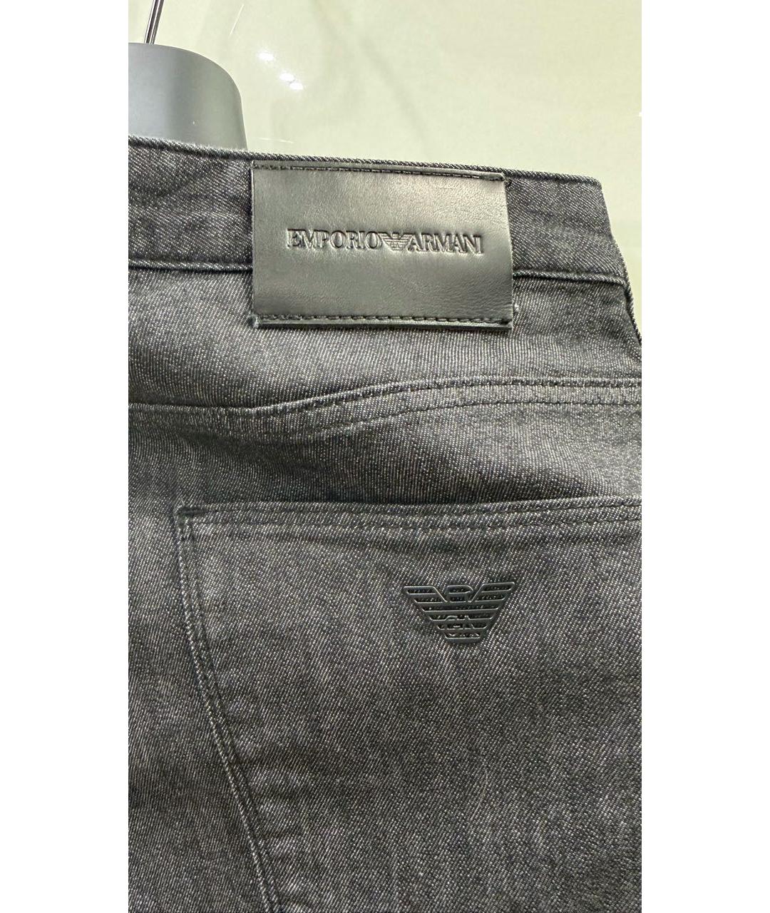 EMPORIO ARMANI Черные хлопко-эластановые прямые джинсы, фото 4