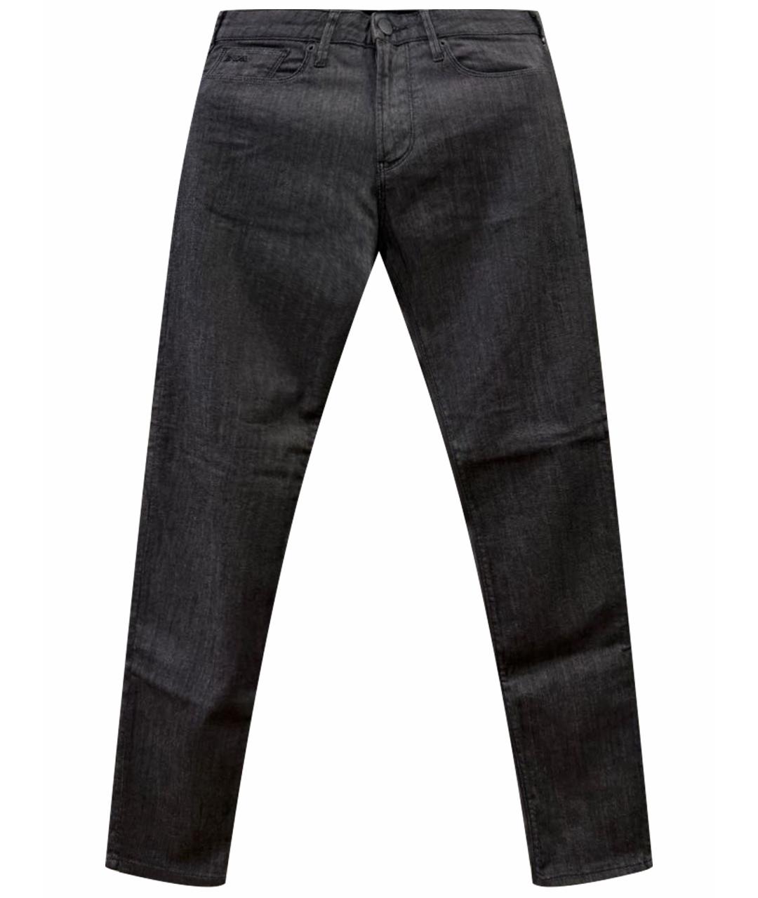 EMPORIO ARMANI Черные хлопко-эластановые прямые джинсы, фото 1