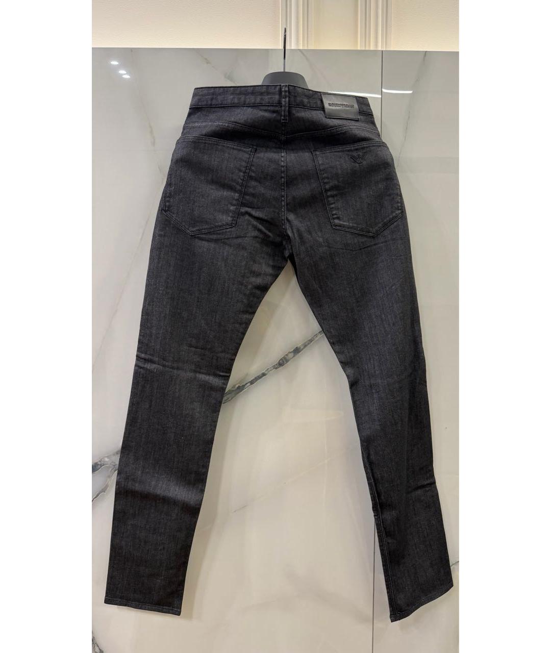 EMPORIO ARMANI Черные хлопко-эластановые прямые джинсы, фото 2