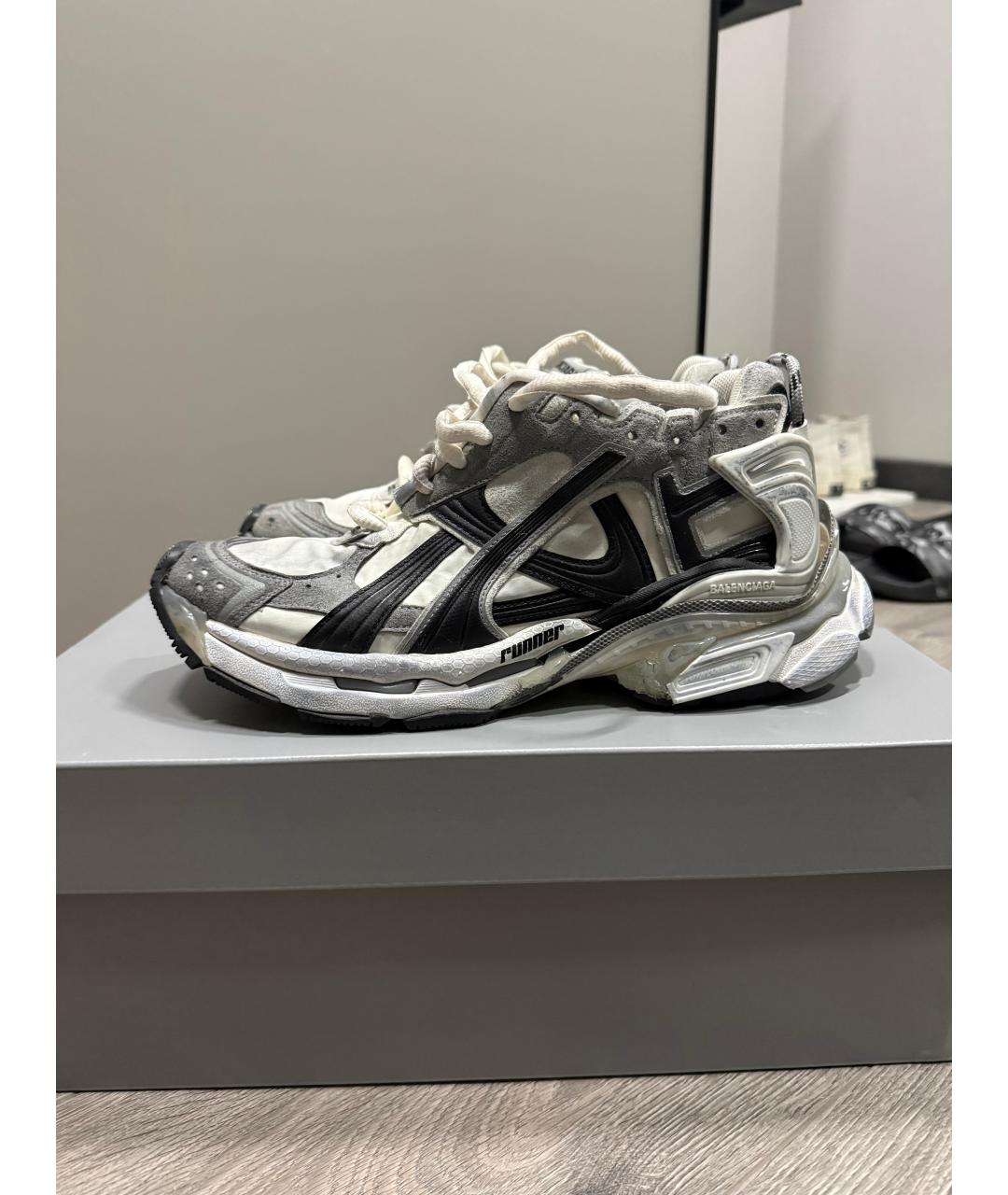 BALENCIAGA Белые текстильные низкие кроссовки / кеды, фото 9
