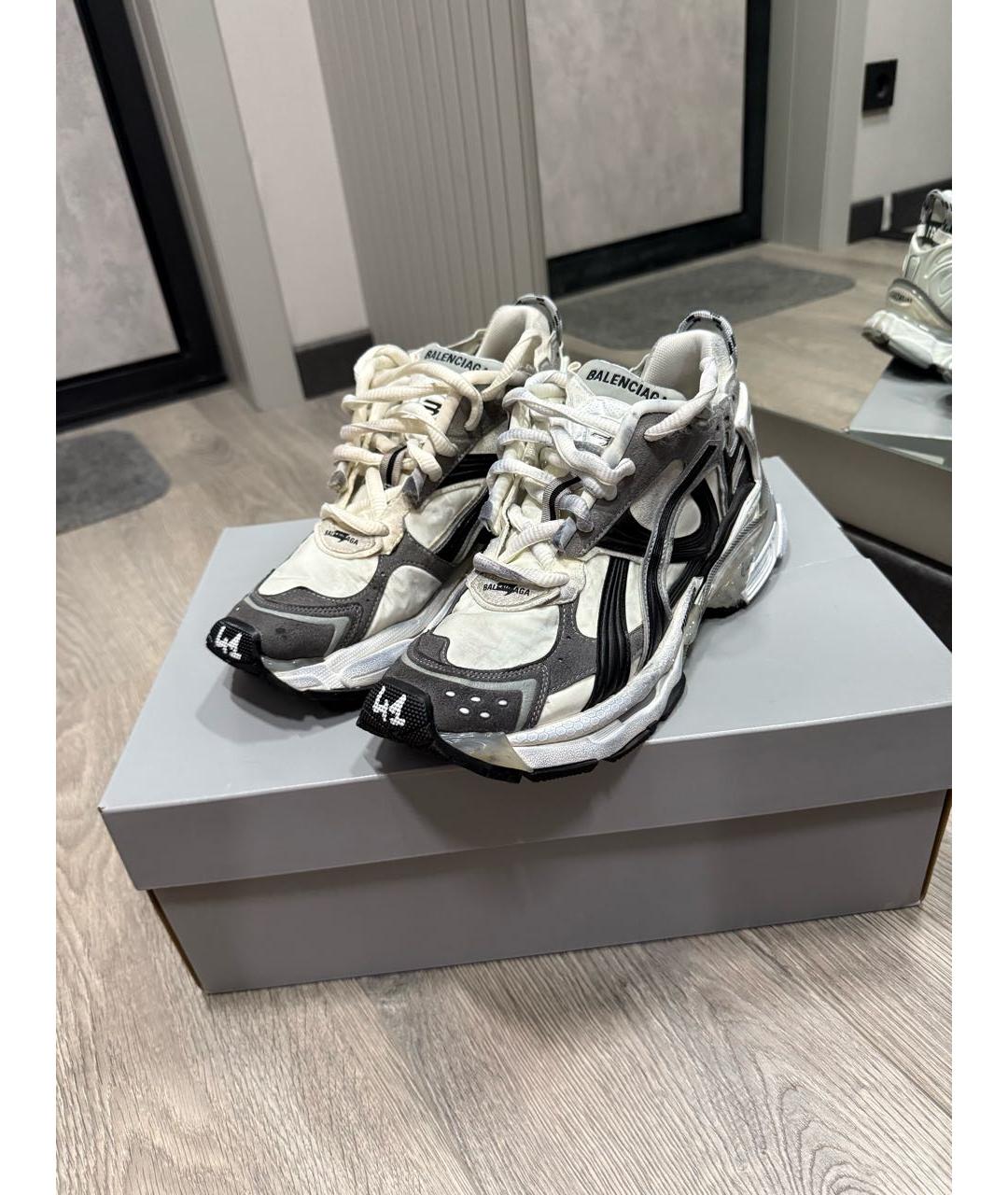 BALENCIAGA Белые текстильные низкие кроссовки / кеды, фото 2