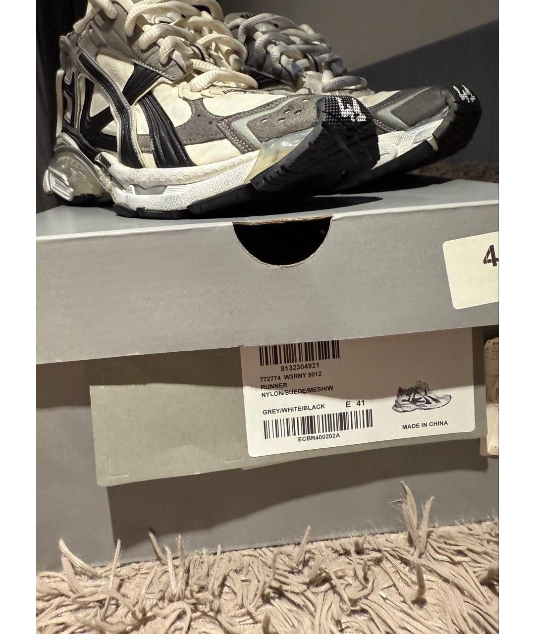 BALENCIAGA Белые текстильные низкие кроссовки / кеды, фото 8
