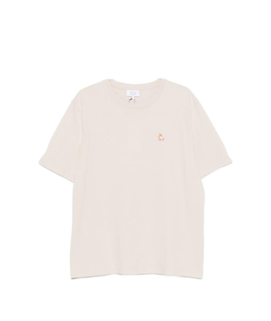 MAISON KITSUNE Бежевая хлопковая футболка, фото 1