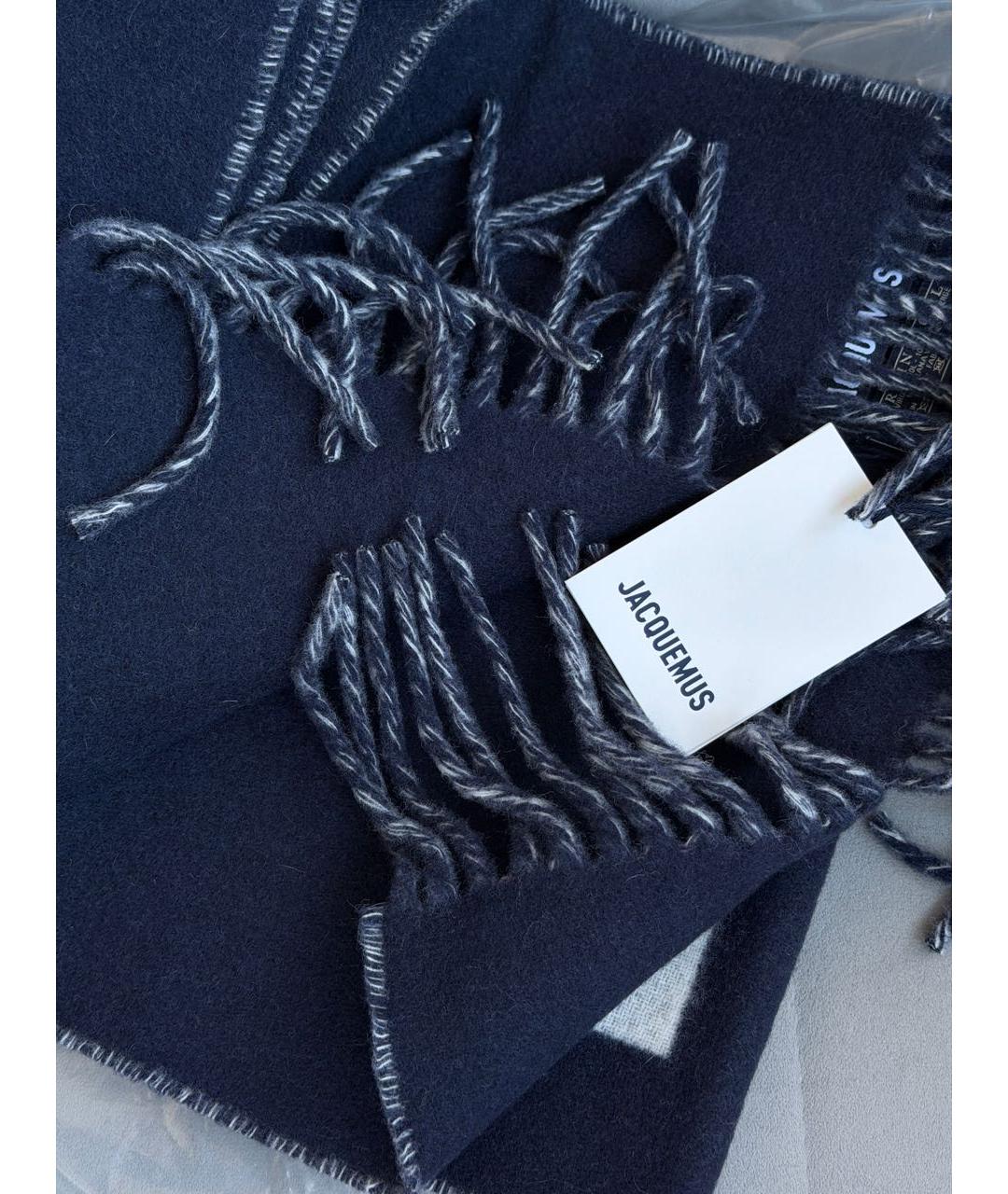 JACQUEMUS Темно-синий шерстяной шарф, фото 8