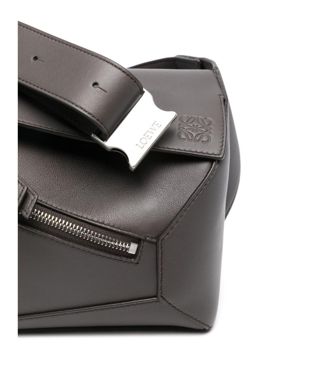 LOEWE Антрацитовая кожаная сумка на плечо, фото 4