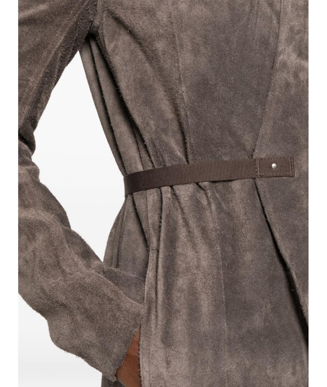 RICK OWENS Серое замшевое пальто, фото 5