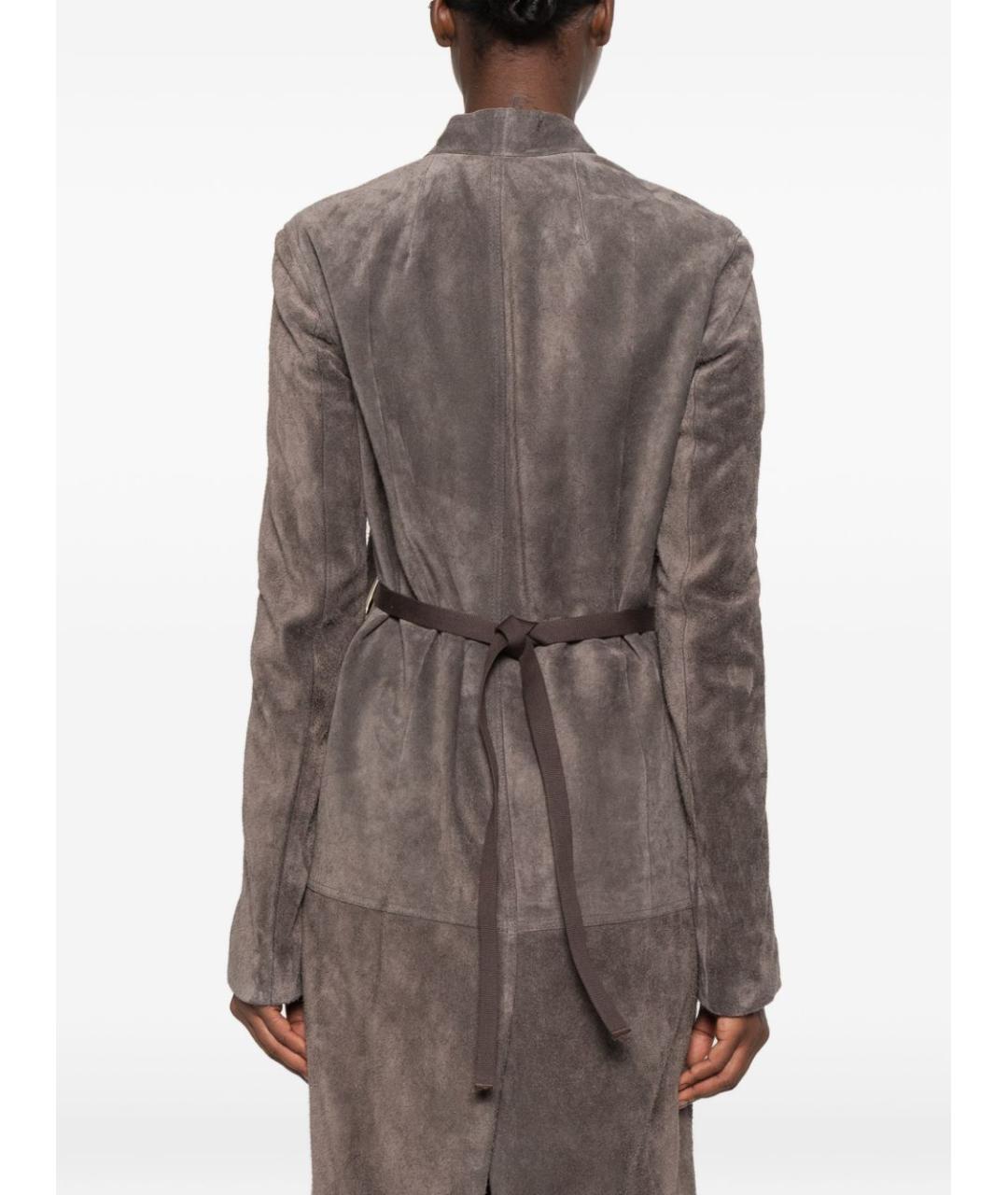 RICK OWENS Серое замшевое пальто, фото 2