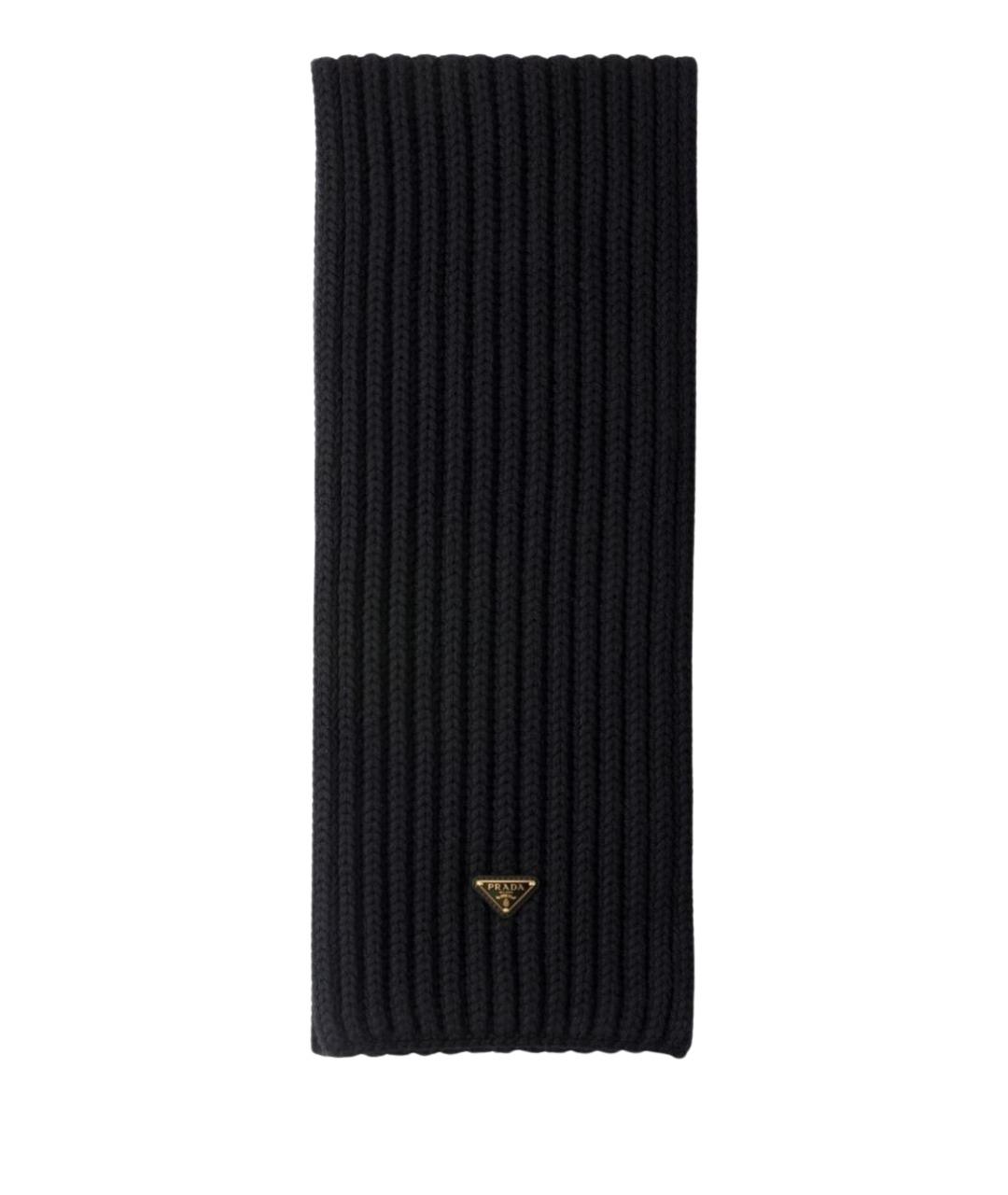 PRADA Черный шерстяной шарф, фото 1