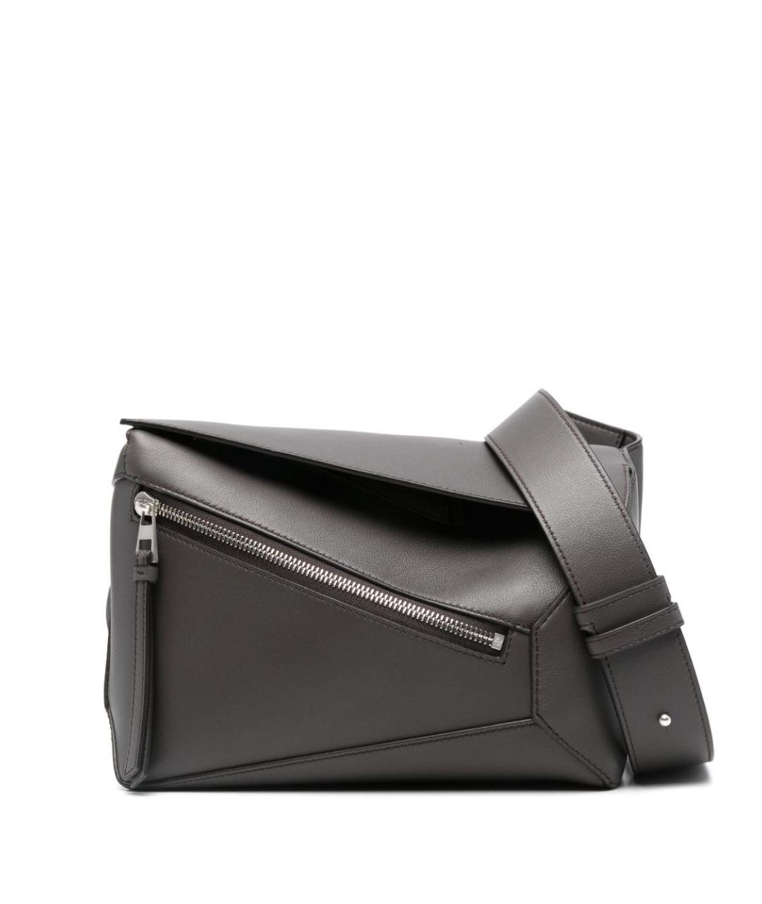 LOEWE Антрацитовая кожаная сумка на плечо, фото 1