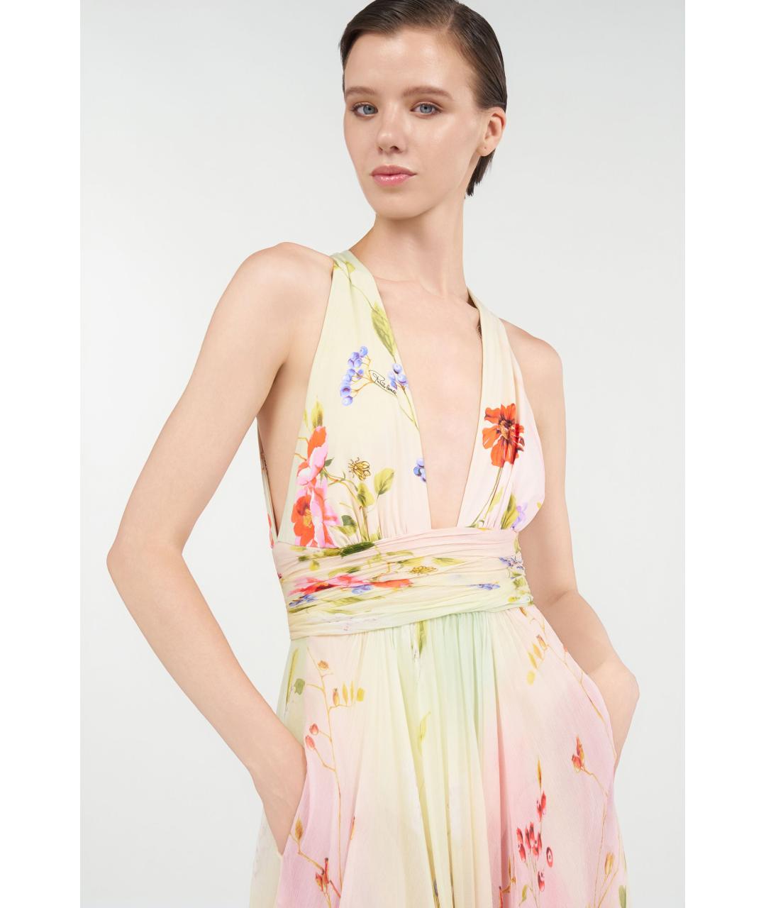 ROBERTO CAVALLI Мульти шелковое коктейльное платье, фото 5