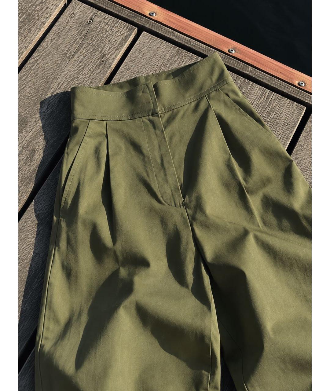 ZIMMERMANN Хаки хлопковые брюки широкие, фото 3