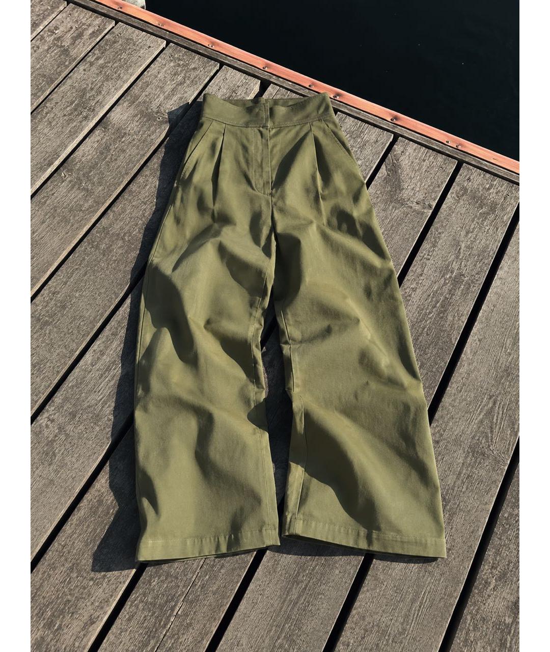 ZIMMERMANN Хаки хлопковые брюки широкие, фото 2