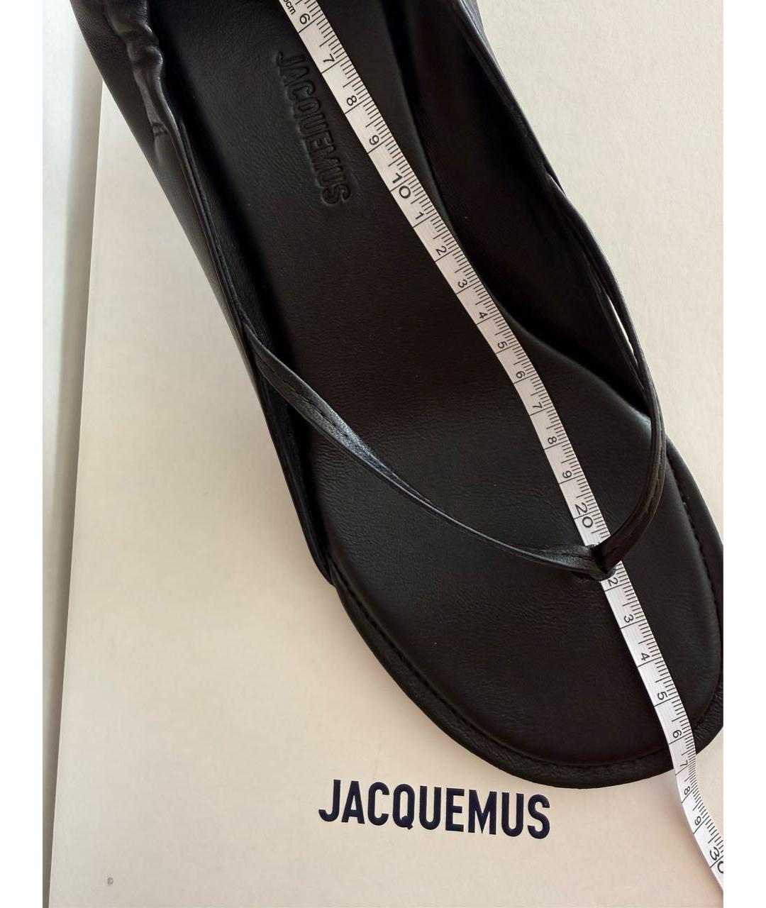 JACQUEMUS Черные кожаные босоножки, фото 6