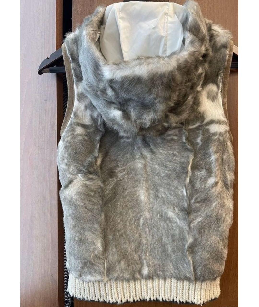 PRADA Бежевая меховая жилетка, фото 3