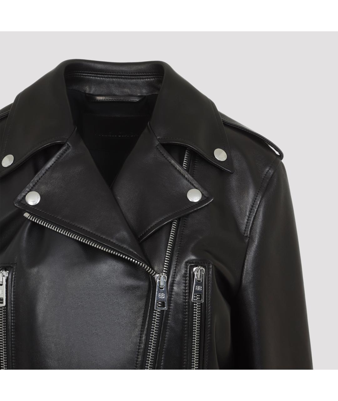 BALENCIAGA Черная кожаная куртка, фото 4