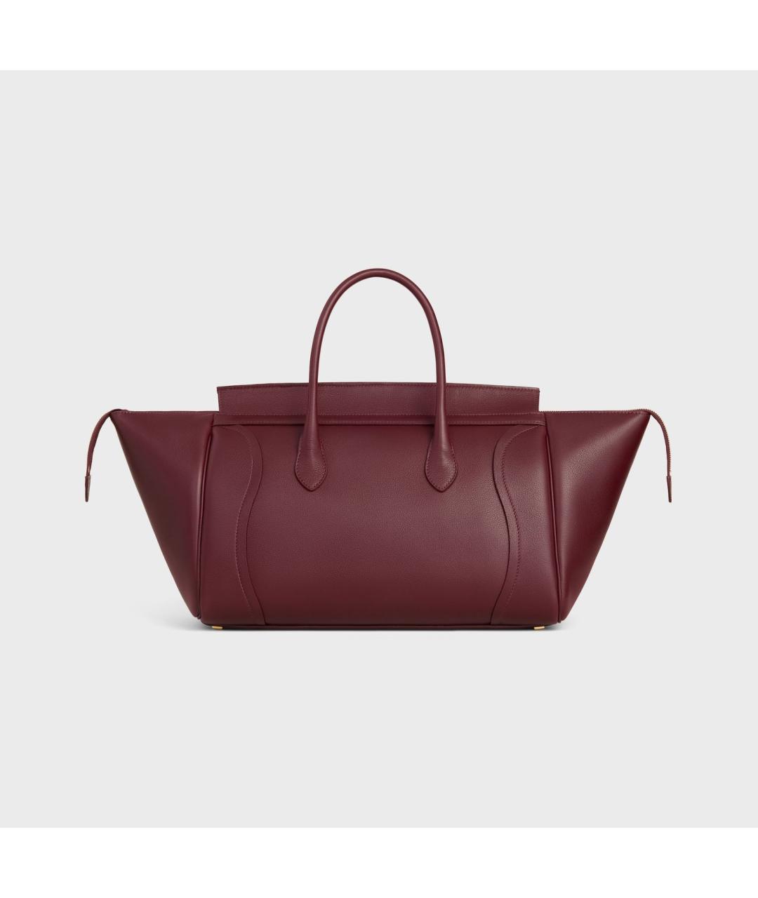 CELINE Бордовая кожаная сумка тоут, фото 3