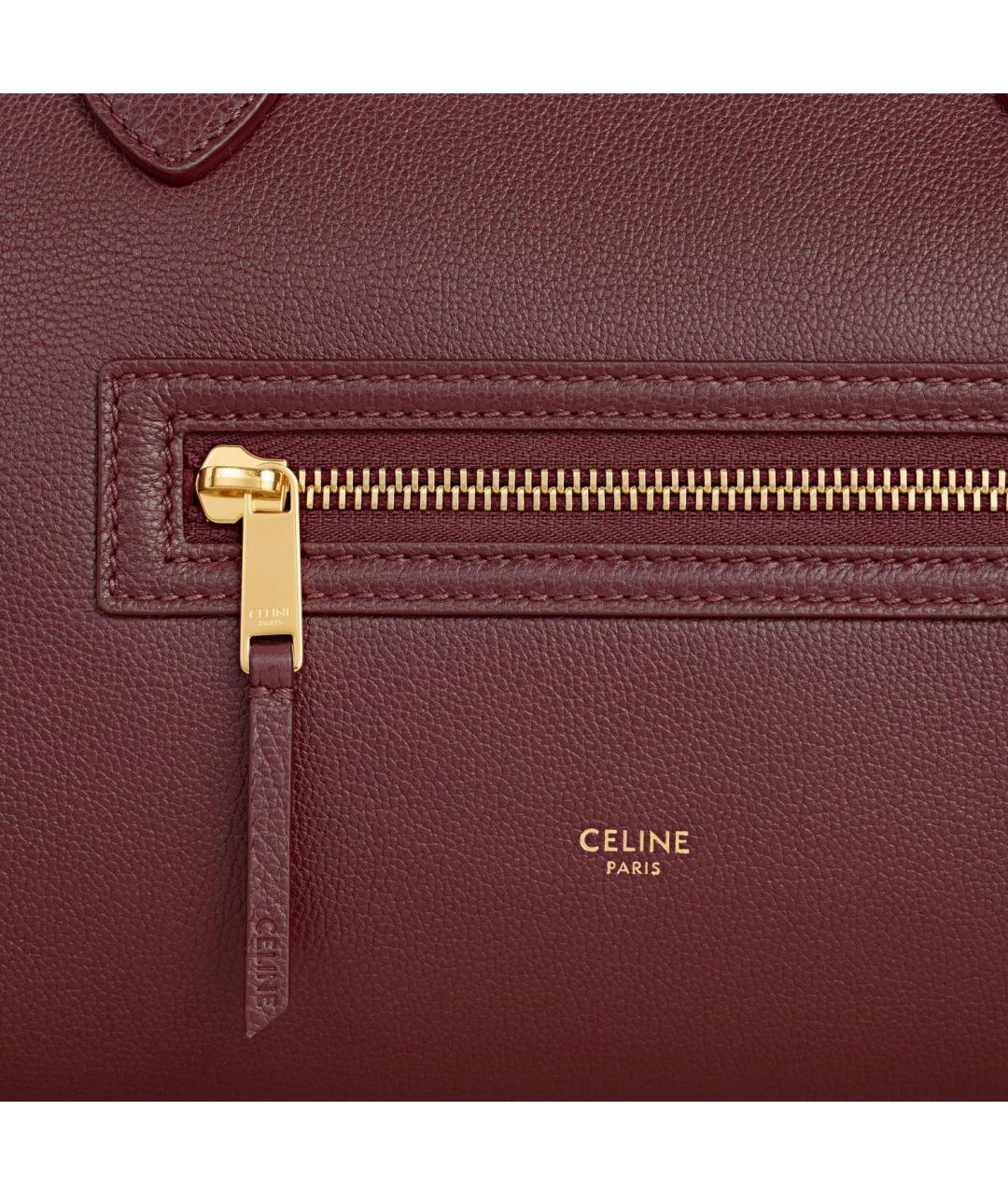 CELINE Бордовая кожаная сумка тоут, фото 4