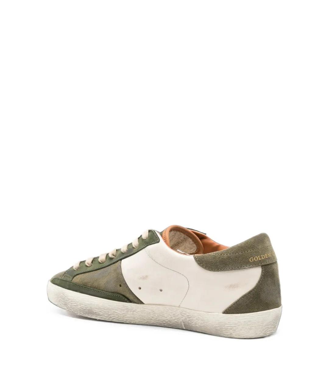 GOLDEN GOOSE Зеленые кожаные низкие кроссовки / кеды, фото 4