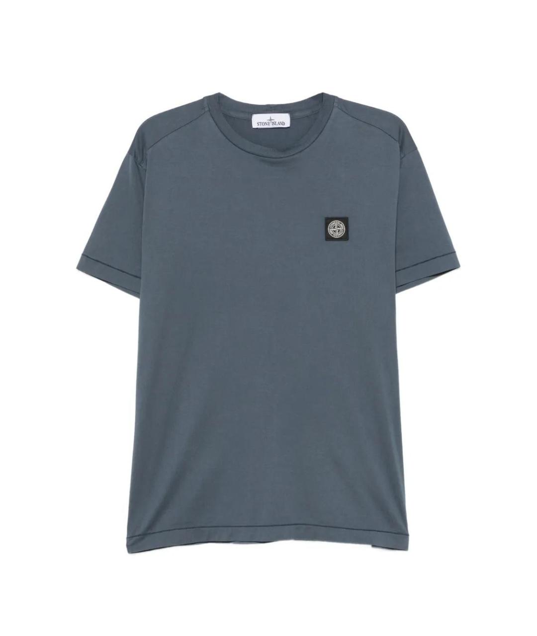 STONE ISLAND Синяя хлопковая футболка, фото 1