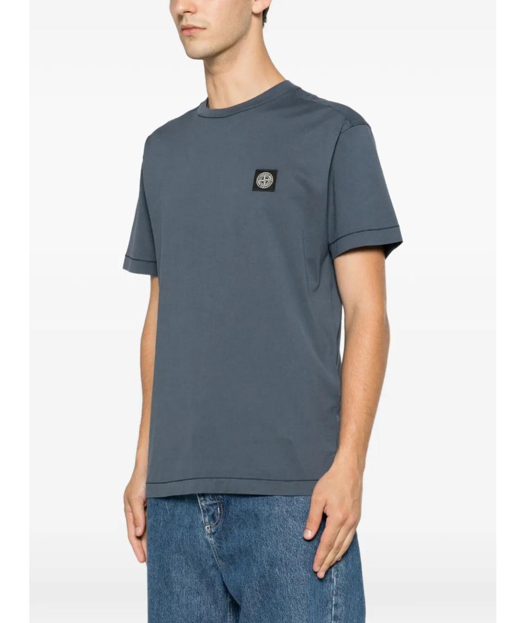 STONE ISLAND Синяя хлопковая футболка, фото 3