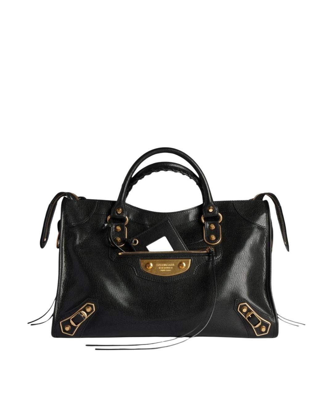 BALENCIAGA Черная кожаная сумка тоут, фото 1