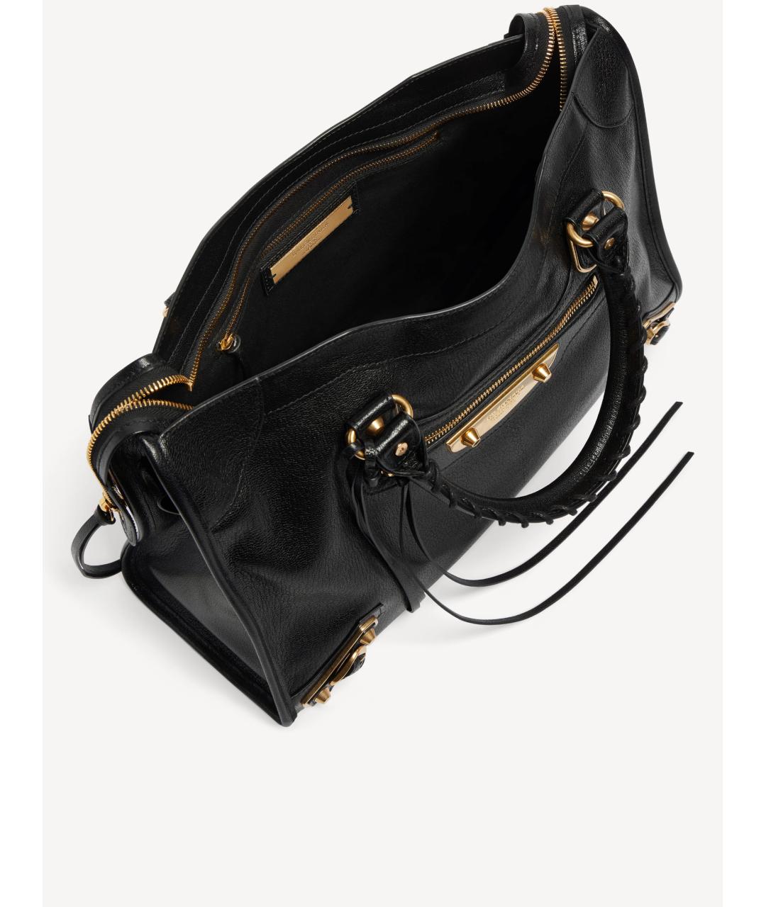 BALENCIAGA Черная кожаная сумка тоут, фото 5