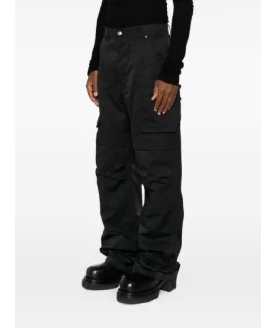 RICK OWENS Черные хлопковые повседневные брюки, фото 3
