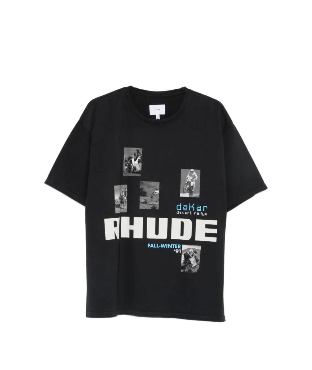 RHUDE Черная хлопковая футболка, фото 1