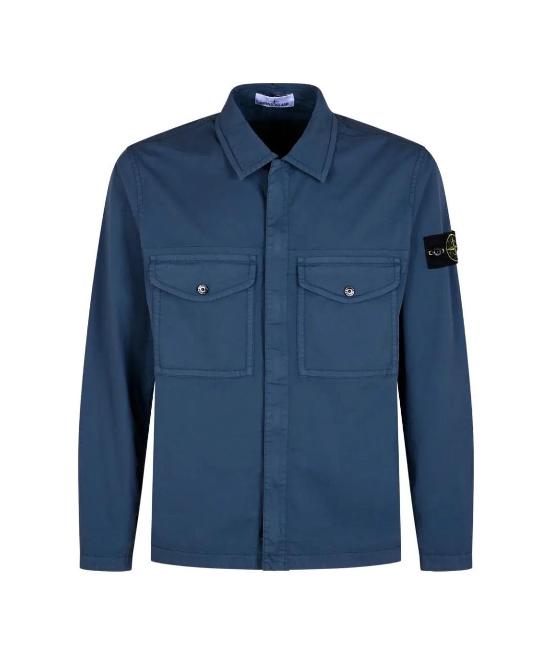STONE ISLAND Синяя хлопковая кэжуал рубашка, фото 3