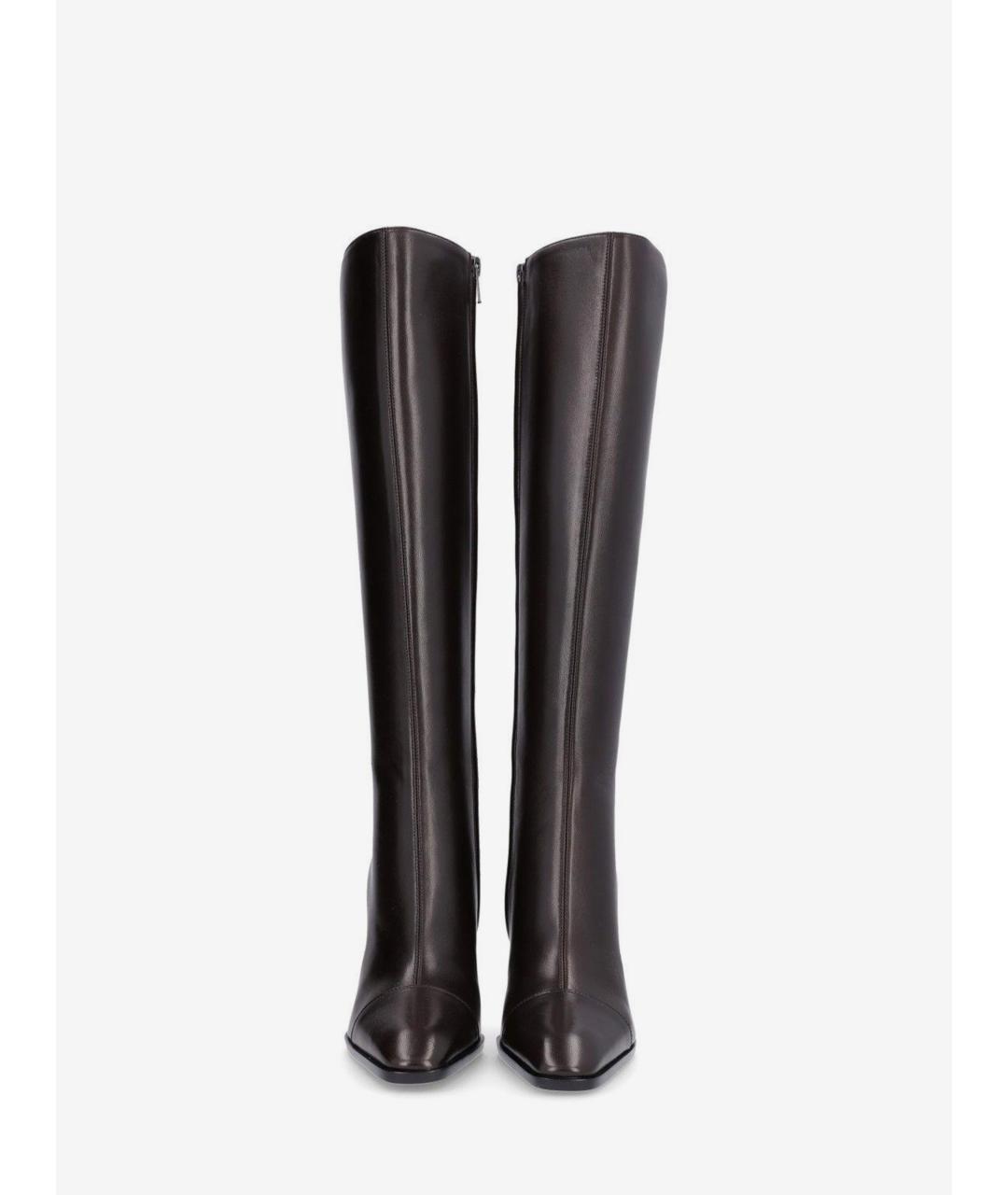 SAINT LAURENT Коричневые кожаные сапоги, фото 4