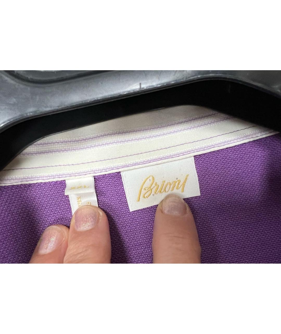 BRIONI Фиолетовое хлопко-эластановое поло с коротким рукавом, фото 3