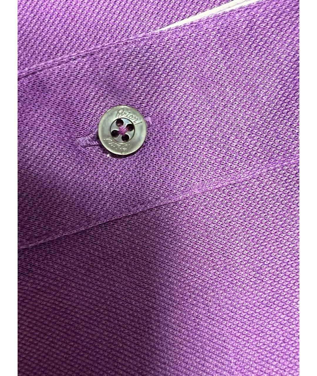 BRIONI Фиолетовое хлопко-эластановое поло с коротким рукавом, фото 4
