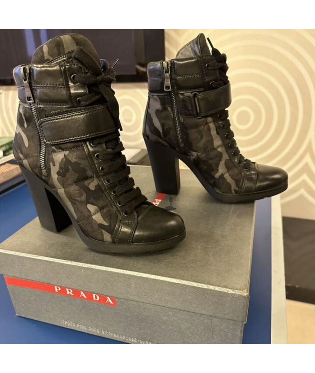 PRADA Антрацитовые текстильные ботильоны, фото 7