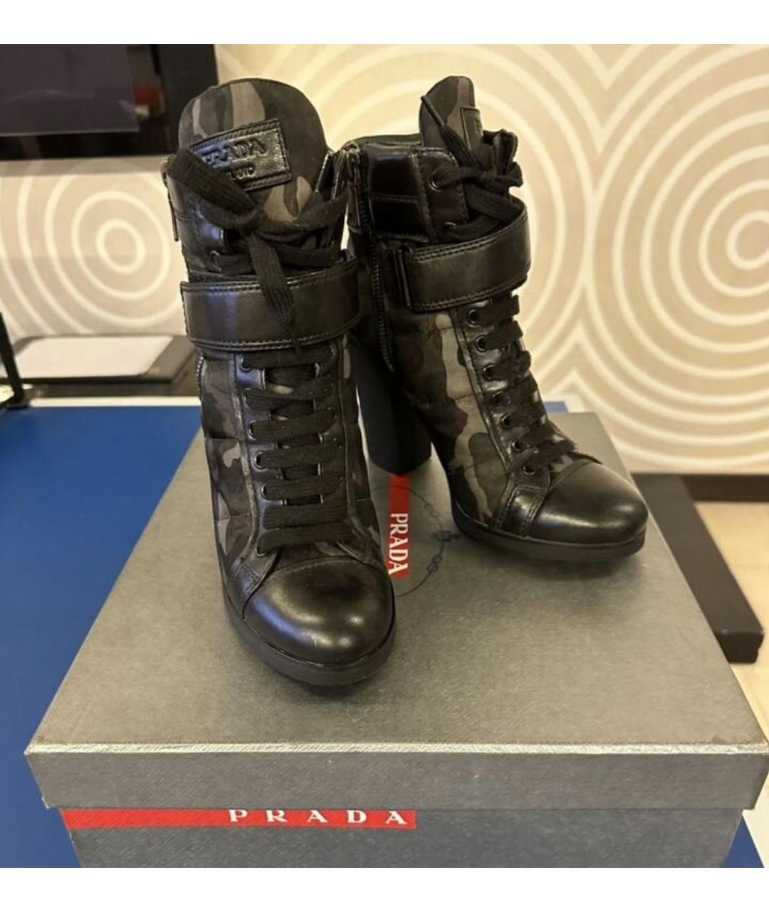 PRADA Антрацитовые текстильные ботильоны, фото 2