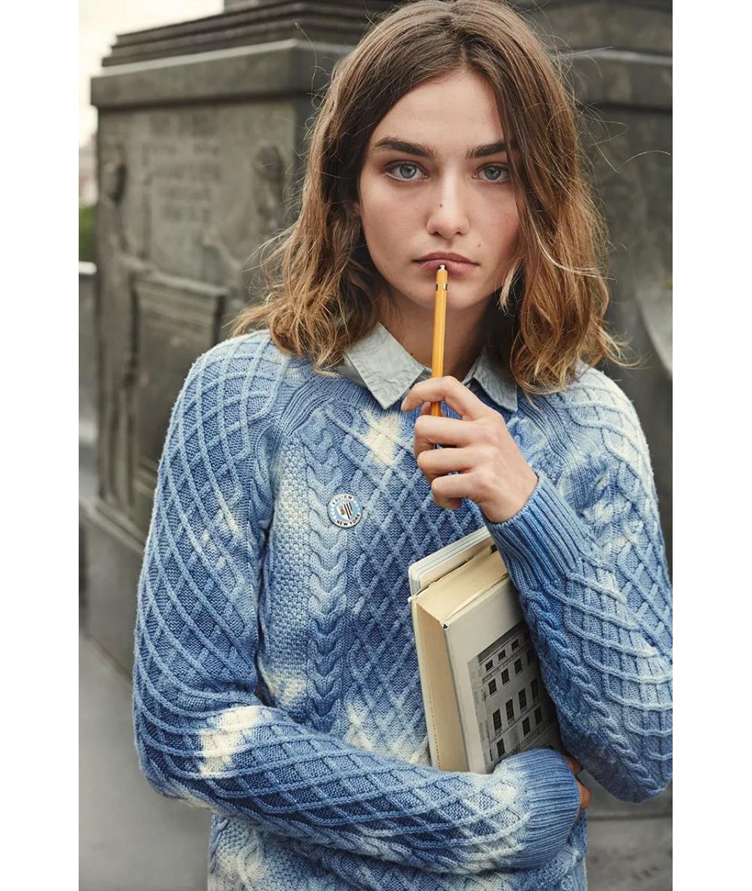 GUCCI Голубой шерстяной джемпер / свитер, фото 3