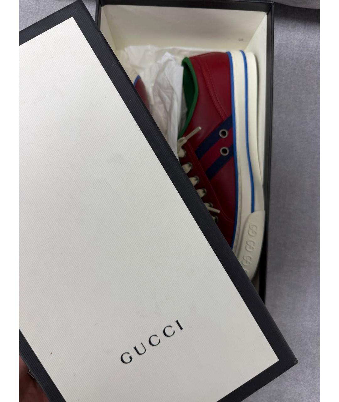 GUCCI Красные кожаные кеды, фото 5