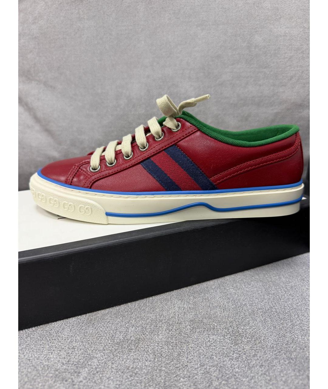GUCCI Красные кожаные кеды, фото 6