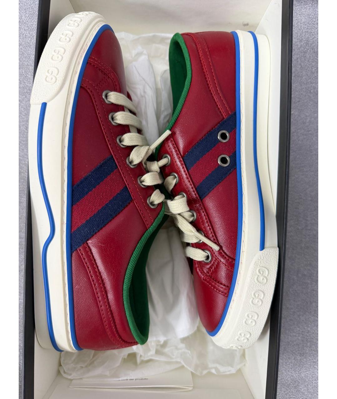 GUCCI Красные кожаные кеды, фото 3